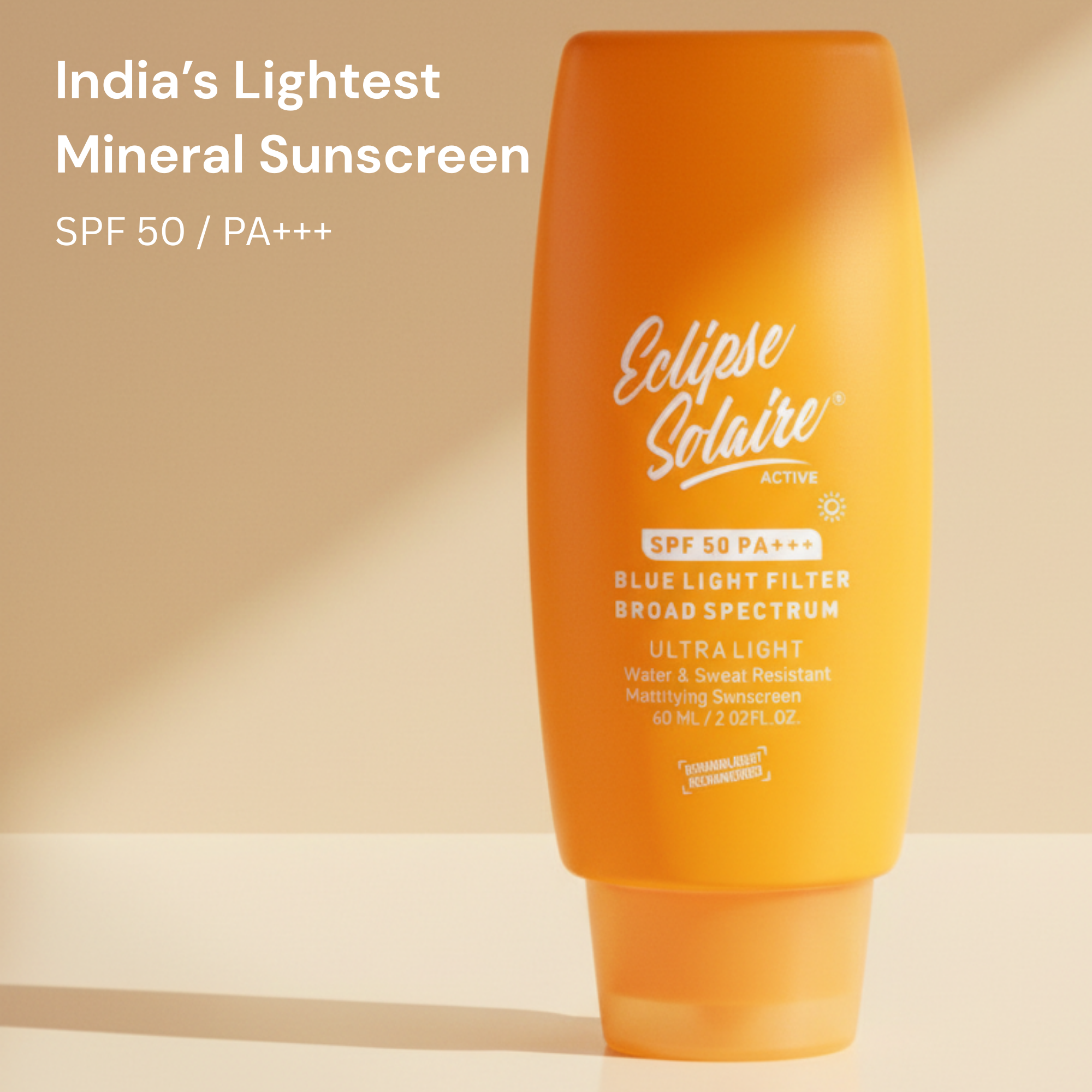 Eclipse Solaire Active SPF 50 PA+++ India’s Lightest Physical Sunscreen in 60ML