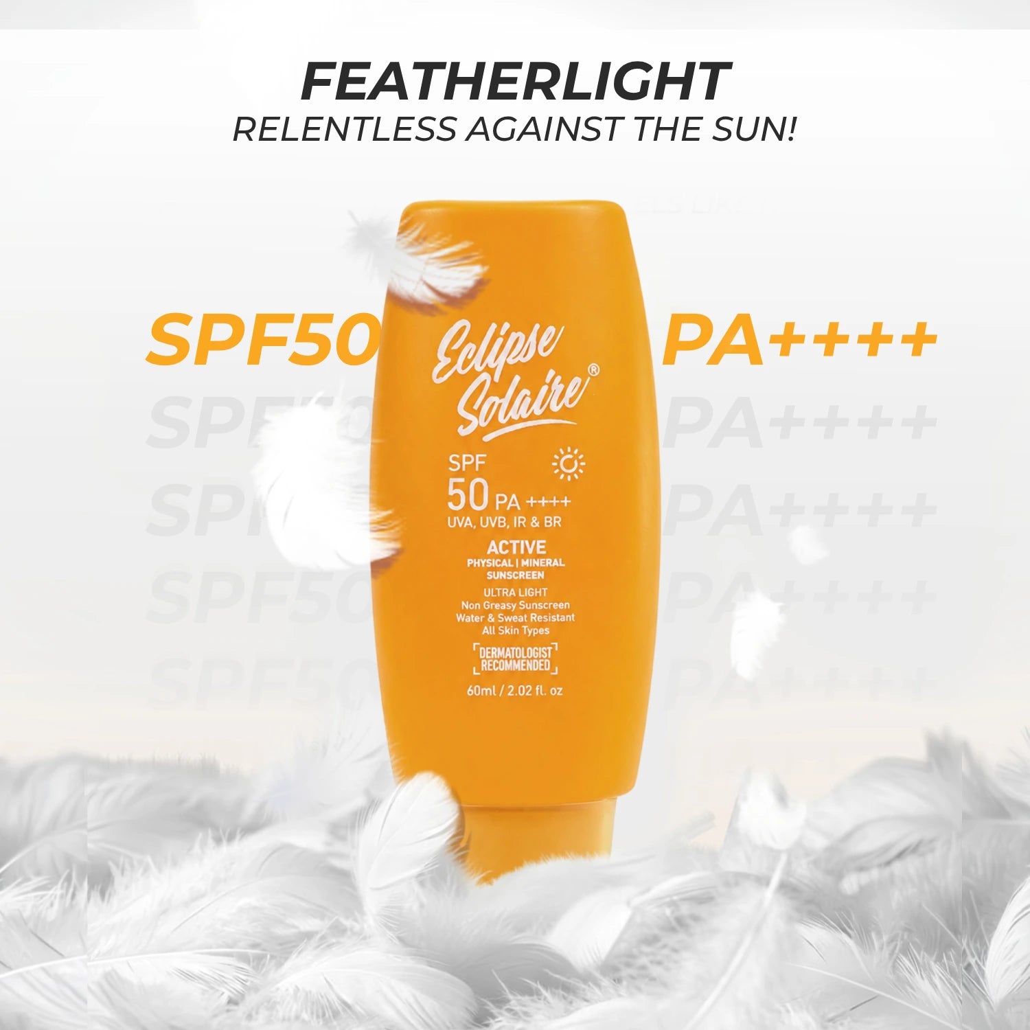 Eclipse Solaire Active SPF 50 PA++++ India’s Lightest Physical Sunscreen in 60ML