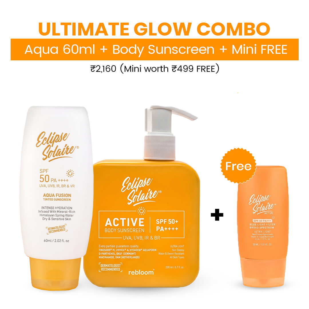 Eclipse Solaire Aqua Fusion + Body Sunscreen + Free Mini | Ultimate Glow Kit with SPF 50 PA++++ Protection