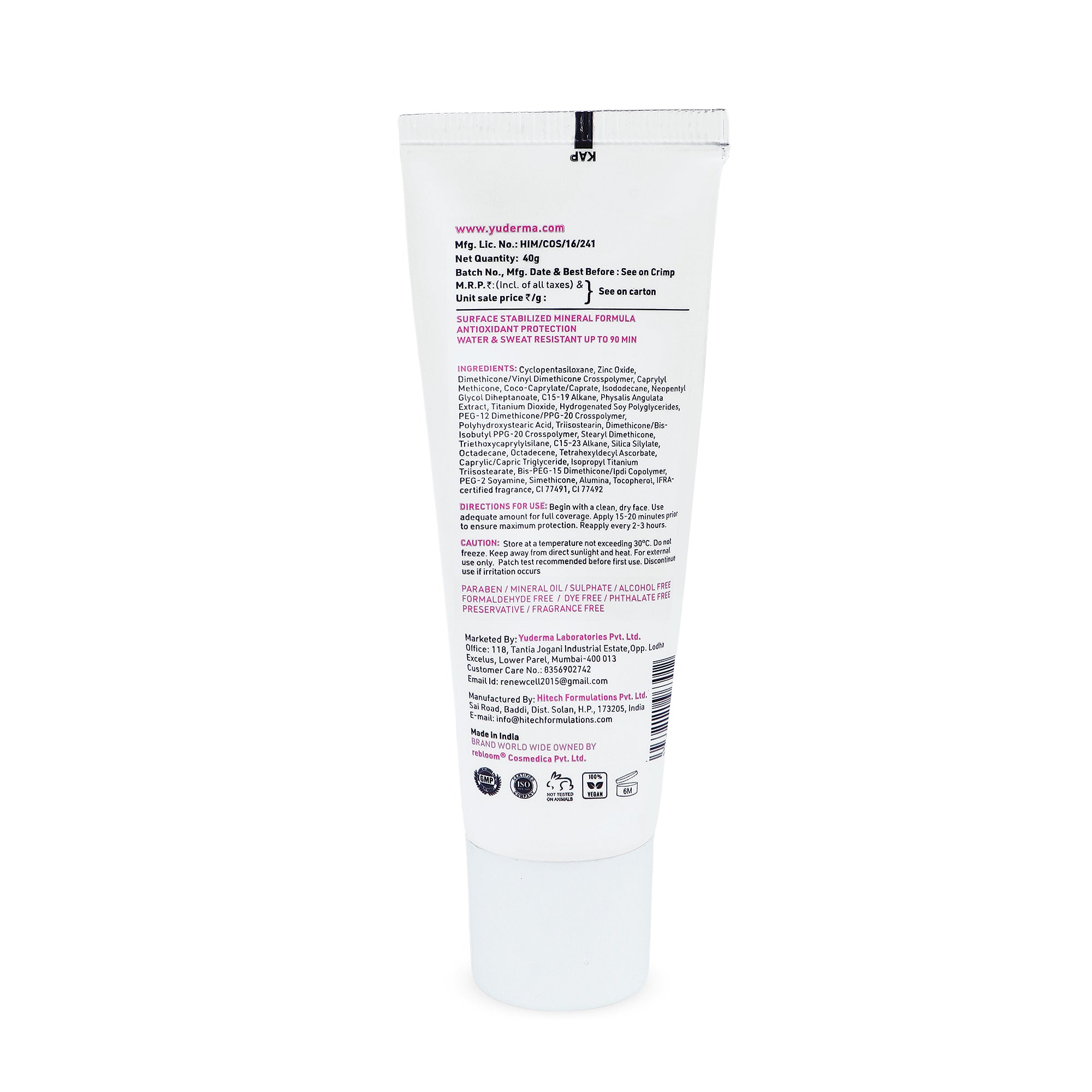 Eclipse Solaire Matte Effect Physical SPF 55 PA++++, No White Cast, for Acne Prone, Oily & Sensitive Skin | 40g