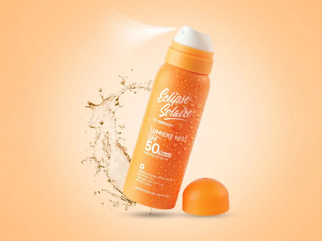 Eclipse Solaire Lumiere Mist Sunscreen Spray SPF 50 PA+++ UVA/ UVB/ IR / BR / VR /No White Cast /All Skin Types | 100ML