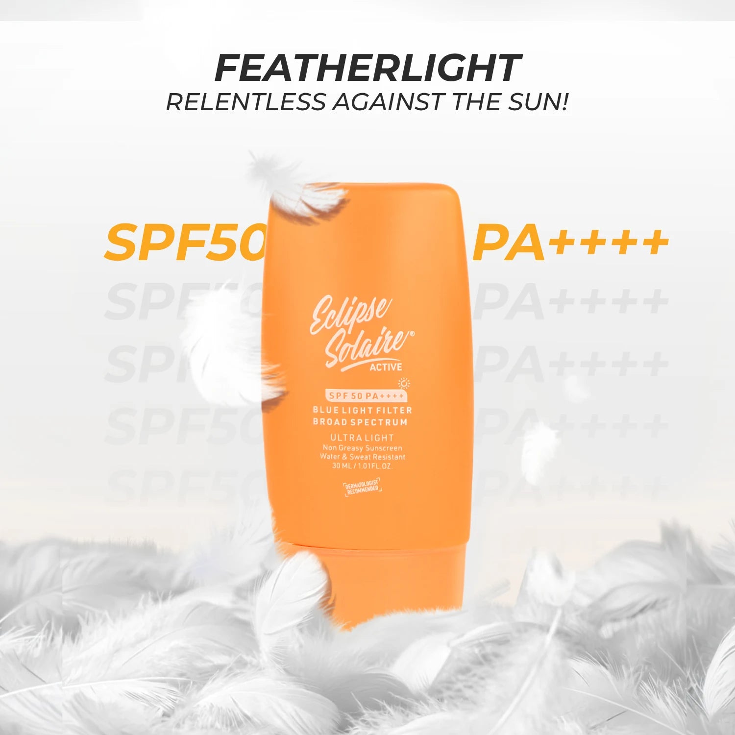 Eclipse Solaire Active SPF 50 PA++++ | Non-Greasy Physical Sunscreen for Sensitive Skin (30ML)