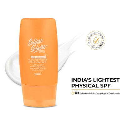 Eclipse Solaire Active SPF 50 PA++++ | Non-Greasy Physical Sunscreen for Sensitive Skin 30ML